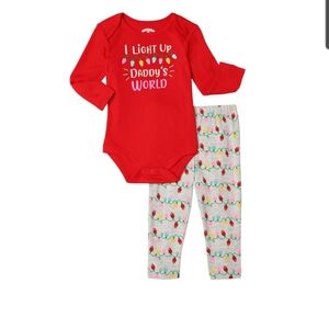 Holiday Time Baby Girls' Light Up Daddy's World Christmas Bodysuit & Pants